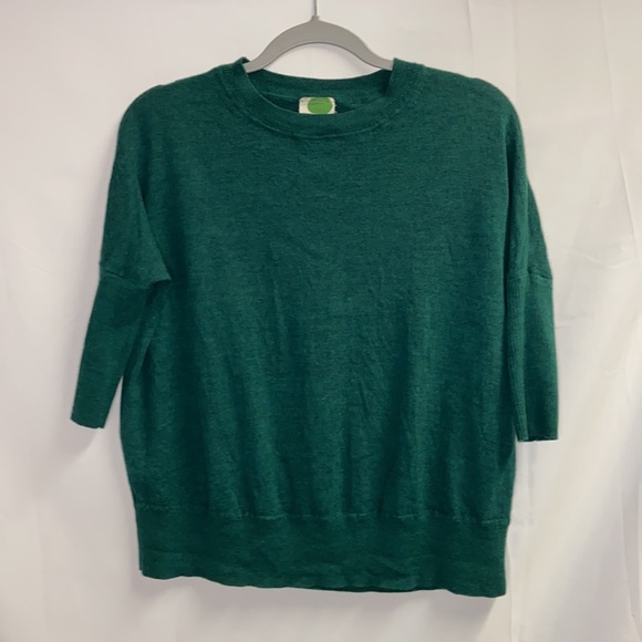 Anthropologie Wool Blend 3/4 Sleeve Sweater Green Size XS